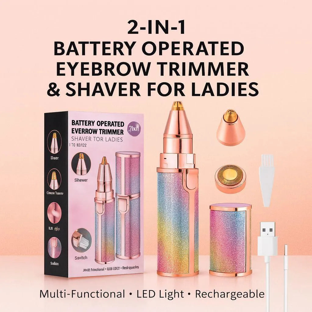 Rechargeable 2-in-1 Eyebrow Trimmer & Facial Hair Shaver for Women