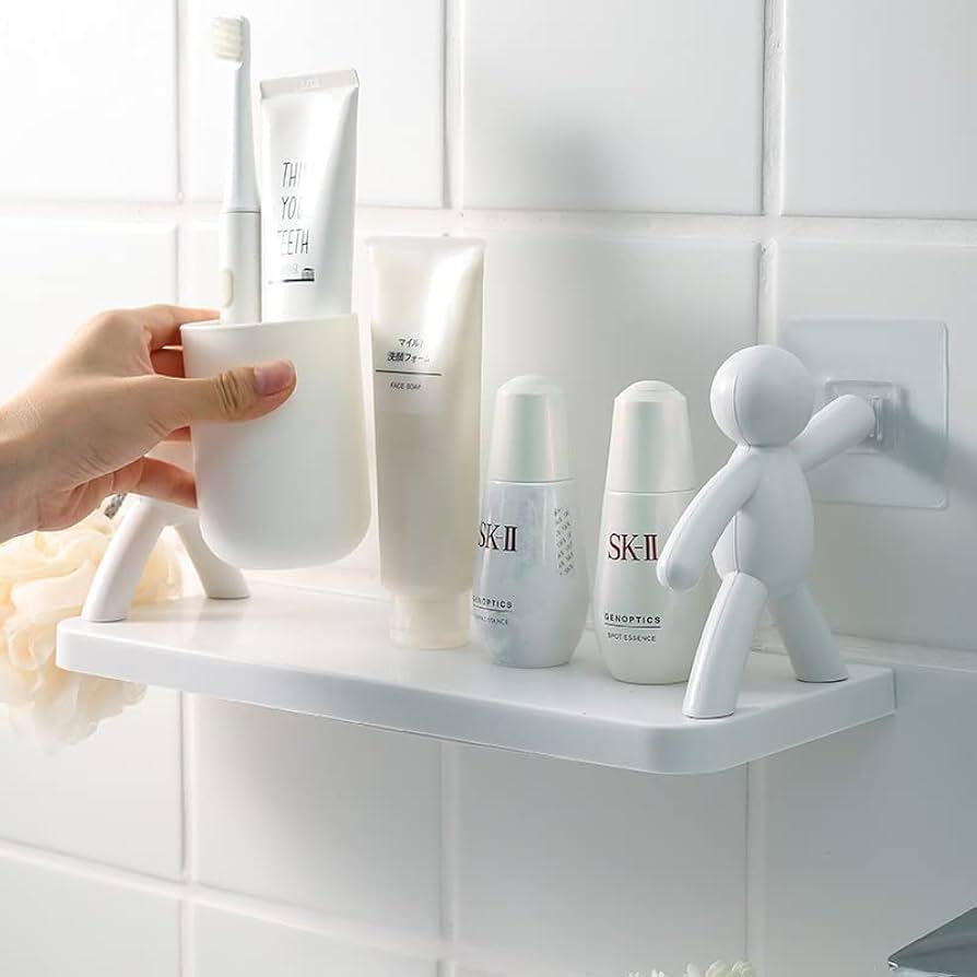 Wall-Mounted Bathroom Storage Shelf – No Drilling