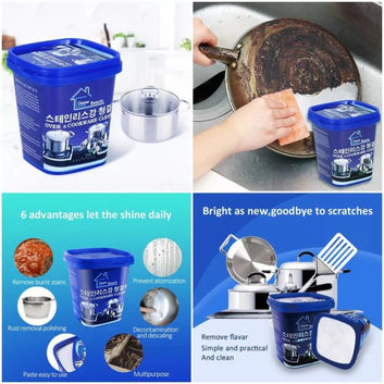 Stubborn Stains Cookware Cleaner | Kitchen Washing Pot Dish Bottom | Cookware Cleaning Paste 500gm